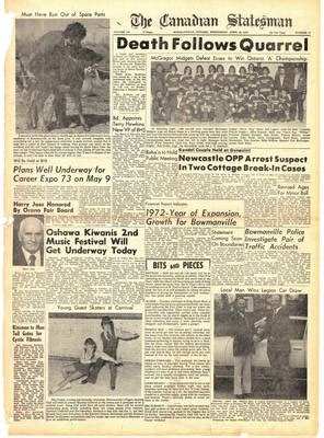 Canadian Statesman (Bowmanville, ON), 7 Feb 1973, p. 4.